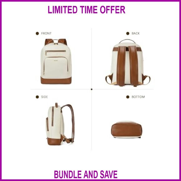 Leather Laptop Backpack 15 Inch Vintage Work Business Bag Teacher Nurse - Picture 7 of 7